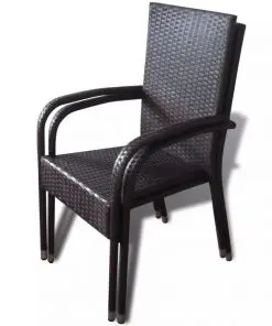 vidaXL Garden Chairs 2 pcs Poly Rattan Brown