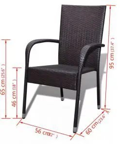 vidaXL Garden Chairs 2 pcs Poly Rattan Brown