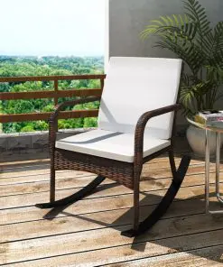 vidaXL Outdoor Rocking Chair Brown Poly Rattan