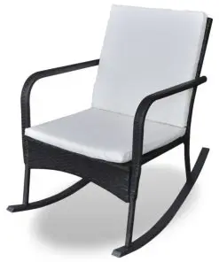 vidaXL Outdoor Rocking Chair Black Poly Rattan