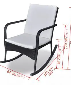 vidaXL Outdoor Rocking Chair Black Poly Rattan