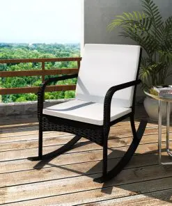 vidaXL Outdoor Rocking Chair Black Poly Rattan