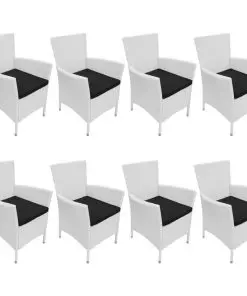 vidaXL 9 Piece Outdoor Dining Set Poly Rattan Cream White