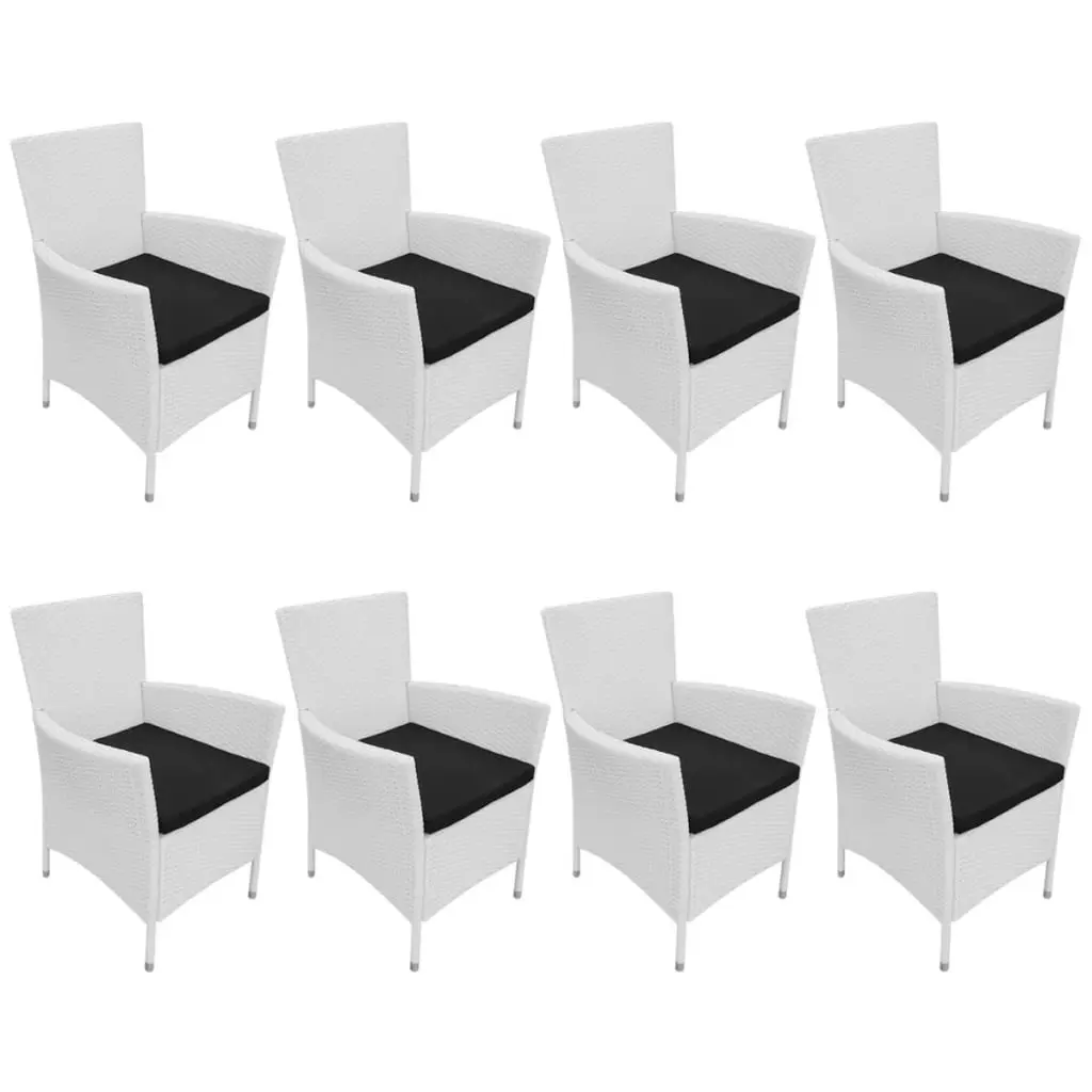 vidaXL 9 Piece Outdoor Dining Set Poly Rattan Cream White