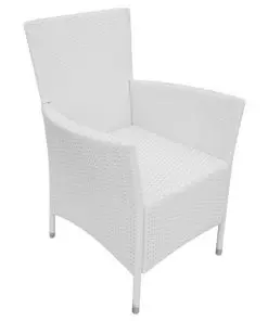 vidaXL 9 Piece Outdoor Dining Set Poly Rattan Cream White