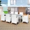 vidaXL 9 Piece Outdoor Dining Set Poly Rattan Cream White