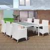 vidaXL 7 Piece Outdoor Dining Set Poly Rattan Cream White vidaXL 7 Piece Outdoor Dining Set Poly Rattan Cream White