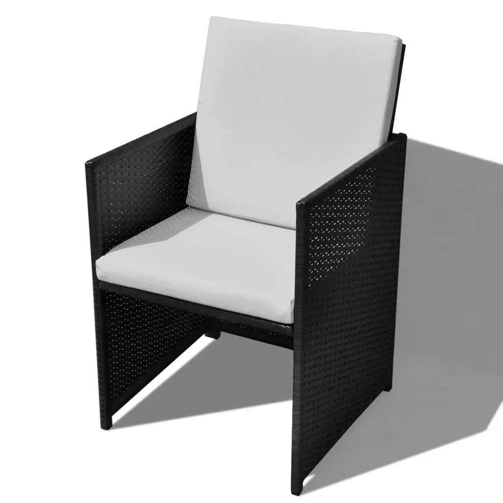 vidaXL 11 Piece Outdoor Dining Set Poly Rattan and Acacia Wood Black