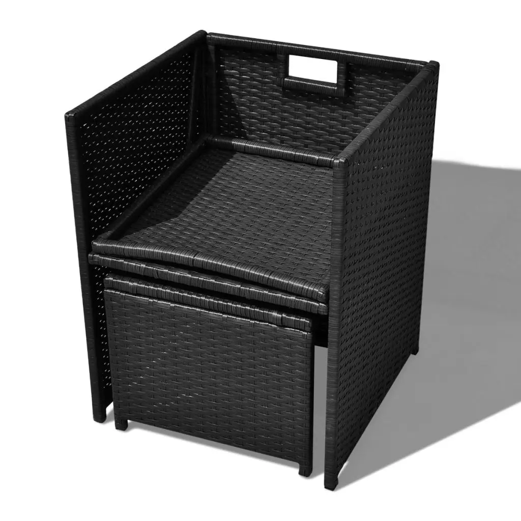 vidaXL 11 Piece Outdoor Dining Set Poly Rattan and Acacia Wood Black