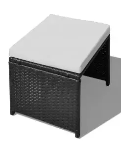 vidaXL 11 Piece Outdoor Dining Set Poly Rattan and Acacia Wood Black