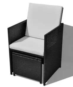 vidaXL 13 Piece Outdoor Dining Set Poly Rattan and Acacia Wood Black