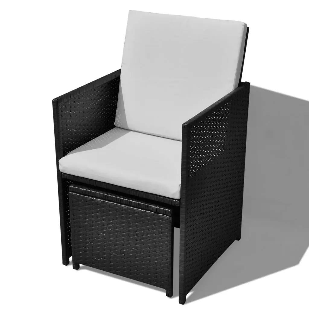 vidaXL 13 Piece Outdoor Dining Set Poly Rattan and Acacia Wood Black