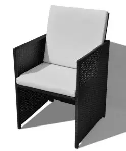 vidaXL 13 Piece Outdoor Dining Set Poly Rattan and Acacia Wood Black