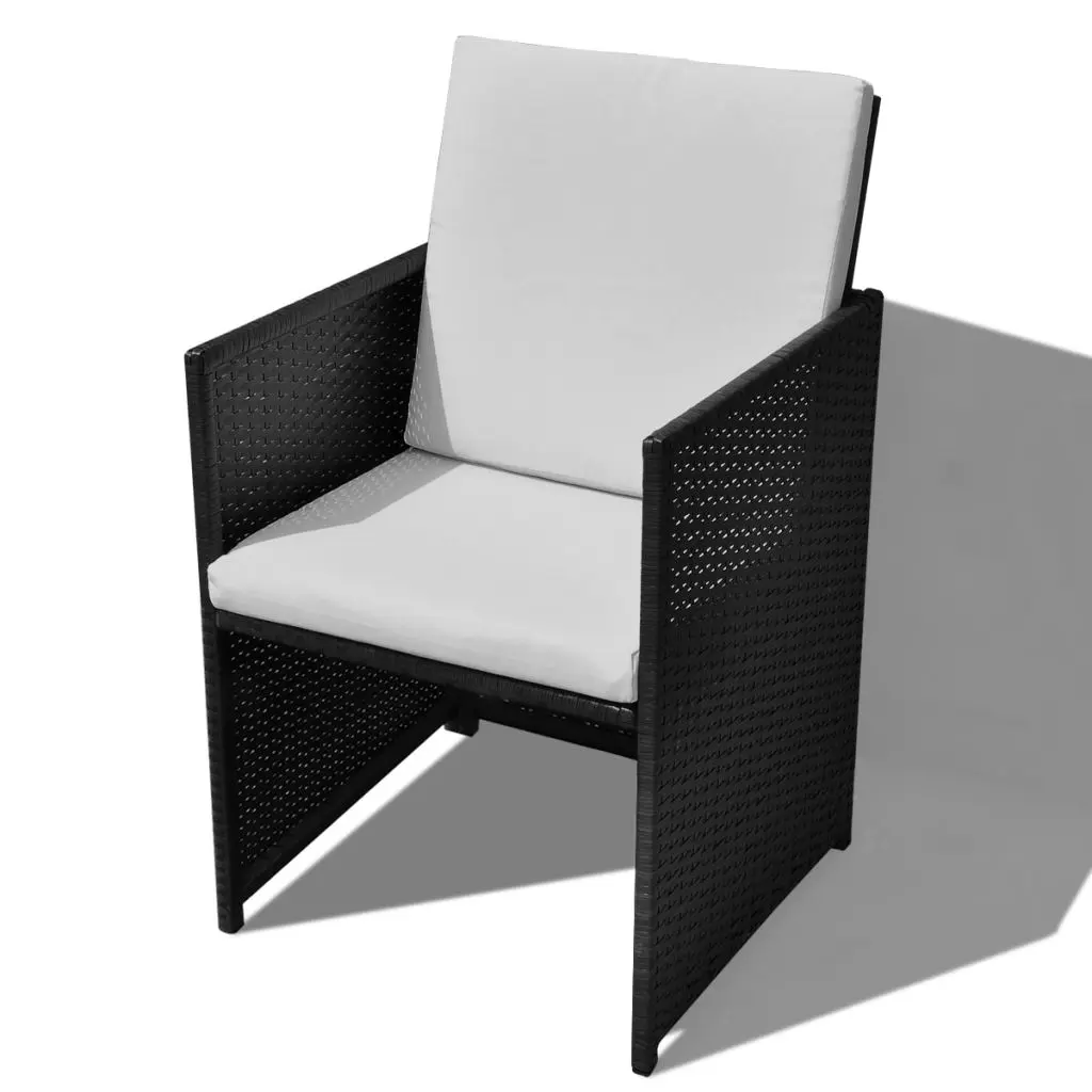 vidaXL 13 Piece Outdoor Dining Set Poly Rattan and Acacia Wood Black