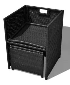 vidaXL 13 Piece Outdoor Dining Set Poly Rattan and Acacia Wood Black