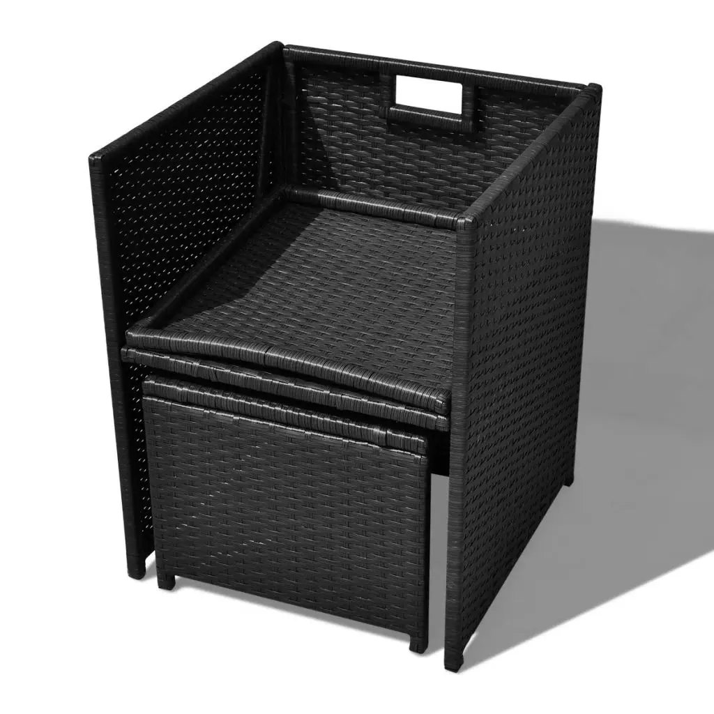 vidaXL 13 Piece Outdoor Dining Set Poly Rattan and Acacia Wood Black