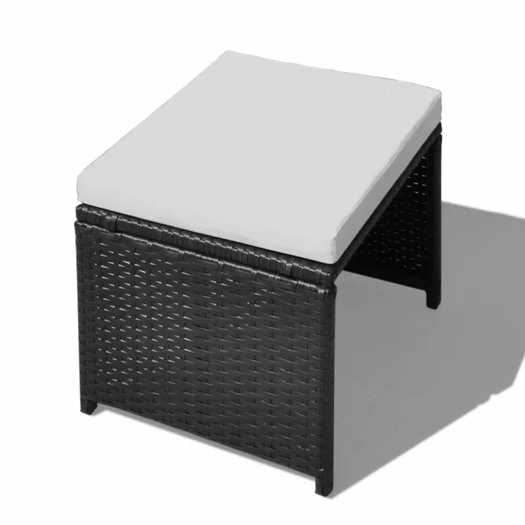 vidaXL 13 Piece Outdoor Dining Set Poly Rattan and Acacia Wood Black