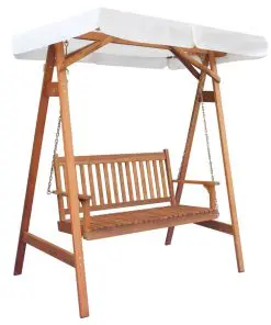 vidaXL Garden Swing Bench with Canopy Eucalyptus Acacia Wood