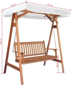vidaXL Garden Swing Bench with Canopy Eucalyptus Acacia Wood