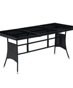 vidaXL 9 Piece Outdoor Dining Set with Cushions Poly Rattan Black