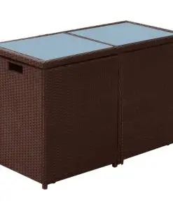 vidaXL 3 Piece Bistro Set with Cushions Poly Rattan Brown