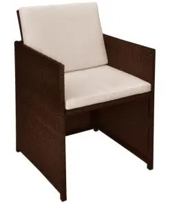 vidaXL 3 Piece Bistro Set with Cushions Poly Rattan Brown