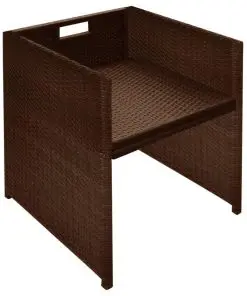 vidaXL 3 Piece Bistro Set with Cushions Poly Rattan Brown