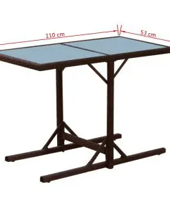 vidaXL 3 Piece Bistro Set with Cushions Poly Rattan Brown