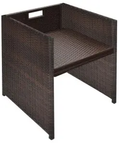 vidaXL 9 Piece Outdoor Dining Set with Cushions Poly Rattan Brown
