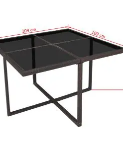 vidaXL 9 Piece Outdoor Dining Set with Cushions Poly Rattan Brown