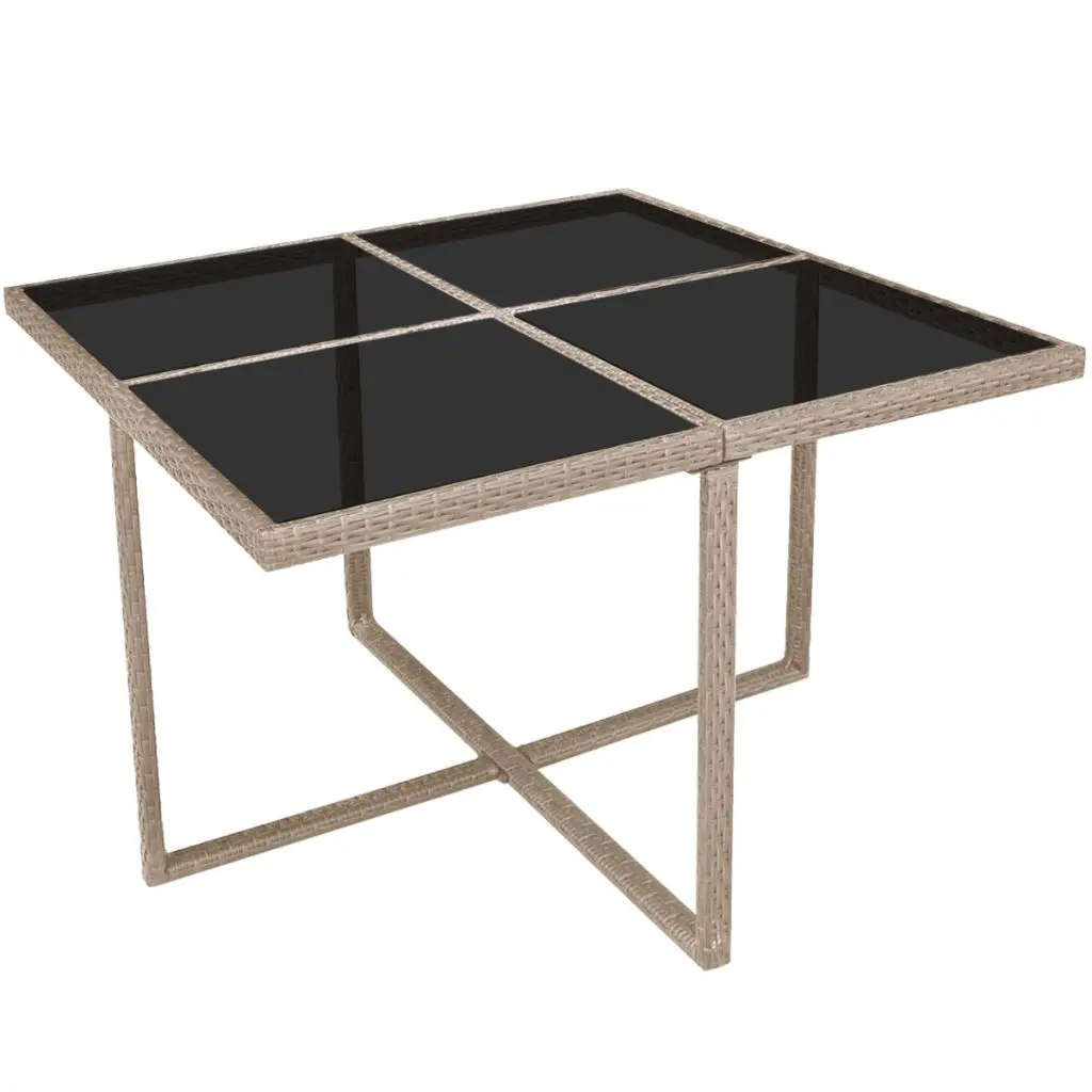 vidaXL 9 Piece Outdoor Dining Set with Cushions Poly Rattan Beige