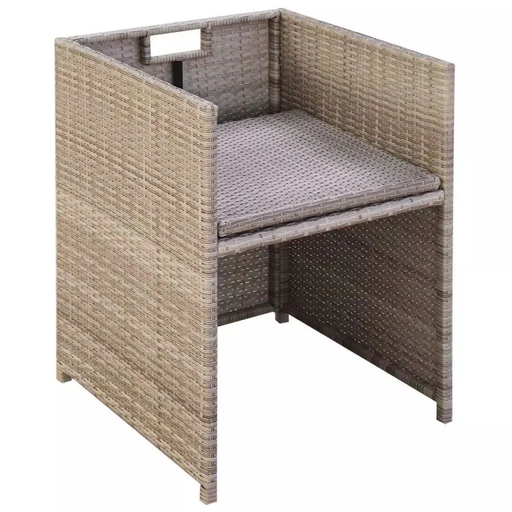 vidaXL 9 Piece Outdoor Dining Set with Cushions Poly Rattan Beige