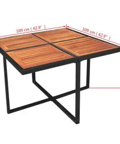 vidaXL 9 Piece Outdoor Dining Set with Cushions Poly Rattan Black