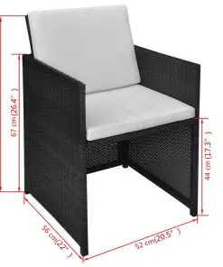 vidaXL Garden Chairs 2 pcs with Cushions and Pillows Poly Rattan Black