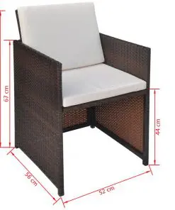 vidaXL Garden Chairs 2 pcs with Cushions and Pillows Poly Rattan Brown