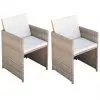 vidaXL Garden Chairs 2 pcs with Cushions and Pillows Poly Rattan Beige