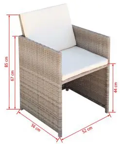 vidaXL Garden Chairs 2 pcs with Cushions and Pillows Poly Rattan Beige