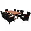vidaXL 9 Piece Outdoor Dining Set with Cushions Poly Rattan Black