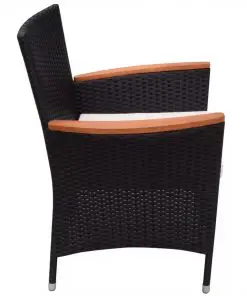 vidaXL 9 Piece Outdoor Dining Set with Cushions Poly Rattan Black