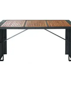 vidaXL 7 Piece Outdoor Dining Set with Cushions Poly Rattan Black