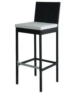 vidaXL 7 Piece Outdoor Dining Set with Cushions Poly Rattan Black