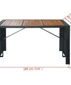 vidaXL 7 Piece Outdoor Dining Set with Cushions Poly Rattan Black