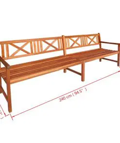 vidaXL Garden Bench 240 cm Solid Acacia Wood