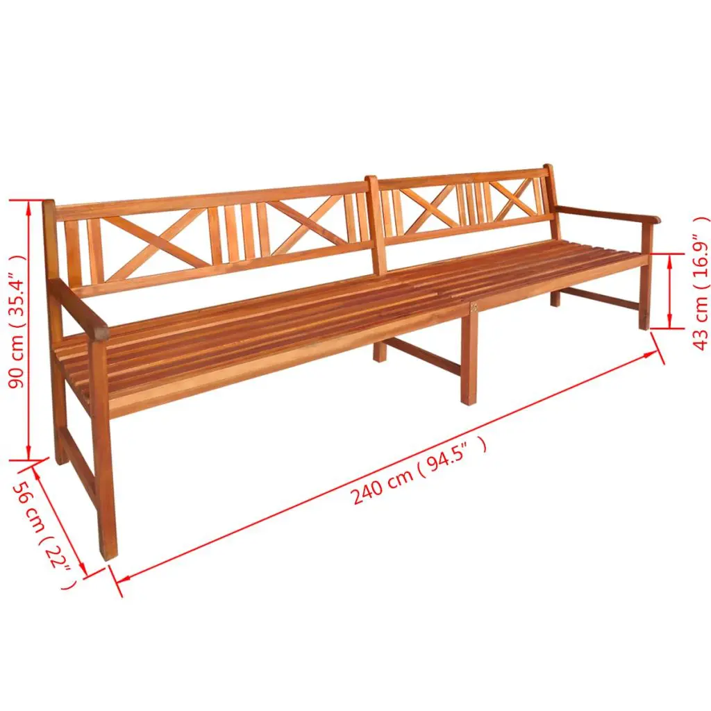vidaXL Garden Bench 240 cm Solid Acacia Wood
