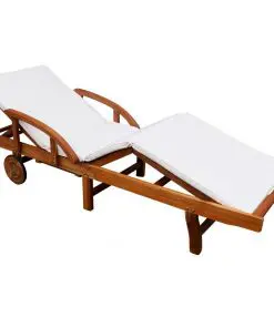 vidaXL Sun Lounger with Cushion Solid Acacia Wood