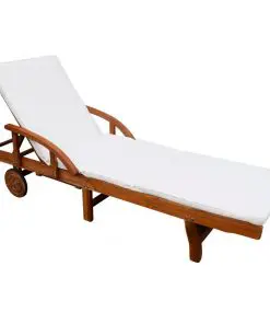 vidaXL Sun Lounger with Cushion Solid Acacia Wood
