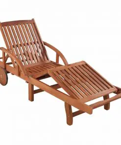vidaXL Sun Lounger with Cushion Solid Acacia Wood