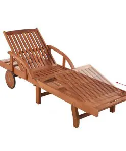 vidaXL Sun Lounger with Cushion Solid Acacia Wood