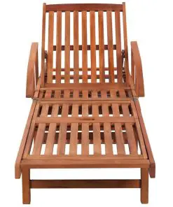 vidaXL Sun Lounger with Cushion Solid Acacia Wood