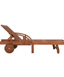 vidaXL Sun Lounger with Cushion Solid Acacia Wood